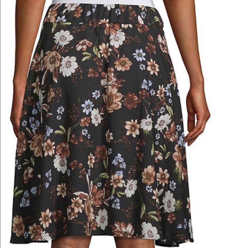 Philosophy skirt A-Line midi Skirt black & floral print SZ XS elastic waist